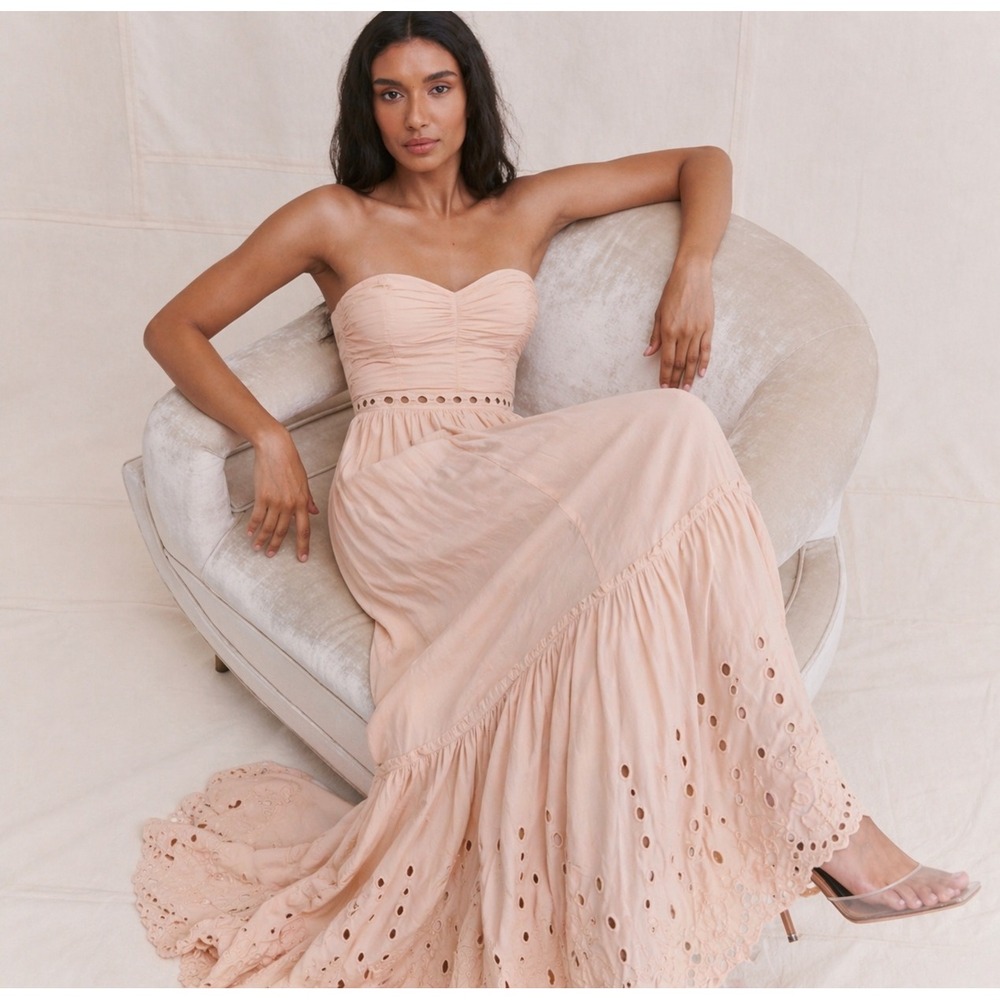 Ramy Brook Stephy Strapless Midi Dress Blush Pink XXS - Picture 2 of 9